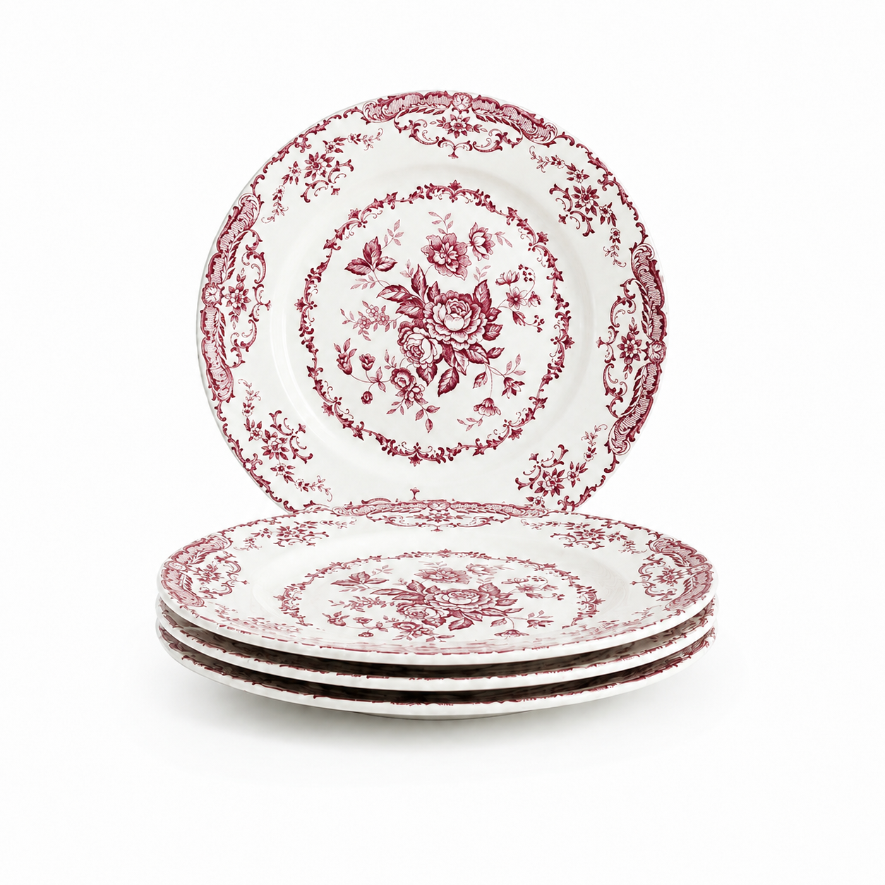 Blommig tallrik – Rosa 25 cm 4-Pack